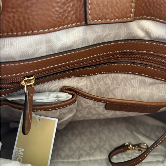 Michael Kors NWT Marina Signature Print Denim & Leather Drawstring Bucket Bag - Picture 11 of 13